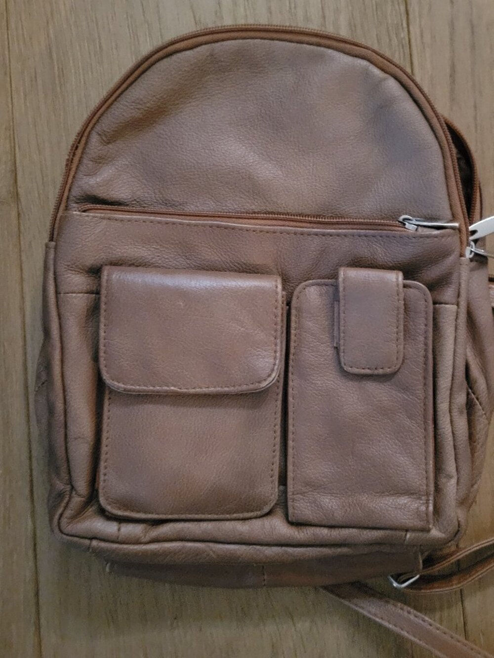 Vintage Leather Convertible Backpack Multi Pocket